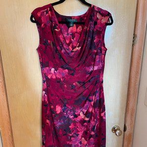 Red/pink Ralph Lauren cowl neck dress (size 12)